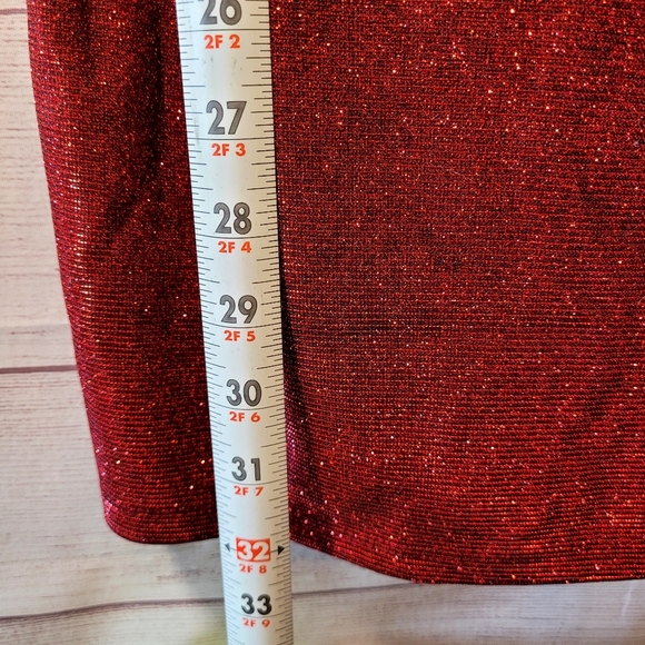 City Triangles Womens Mini Dress Red Size 13 Glittered Cutout Back Slit Holiday - Picture 6 of 9